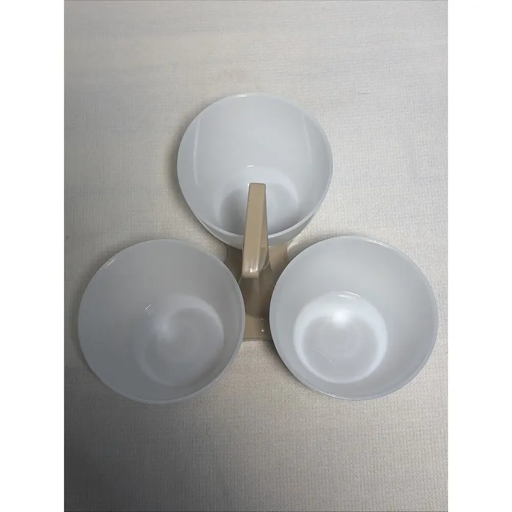 Vintage Tupperware 757-1 Caddy Server No Lids or Spoons White Tan Plastic